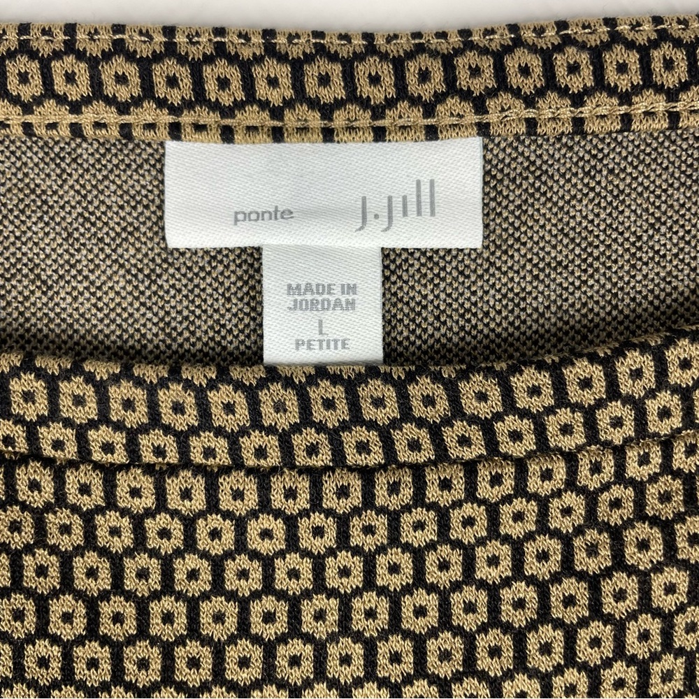 J Jill Ponte Knit Shirt Top Petite Large PL Geometric Print Boatneck 3/4 Sleeve - Picture 4 of 6